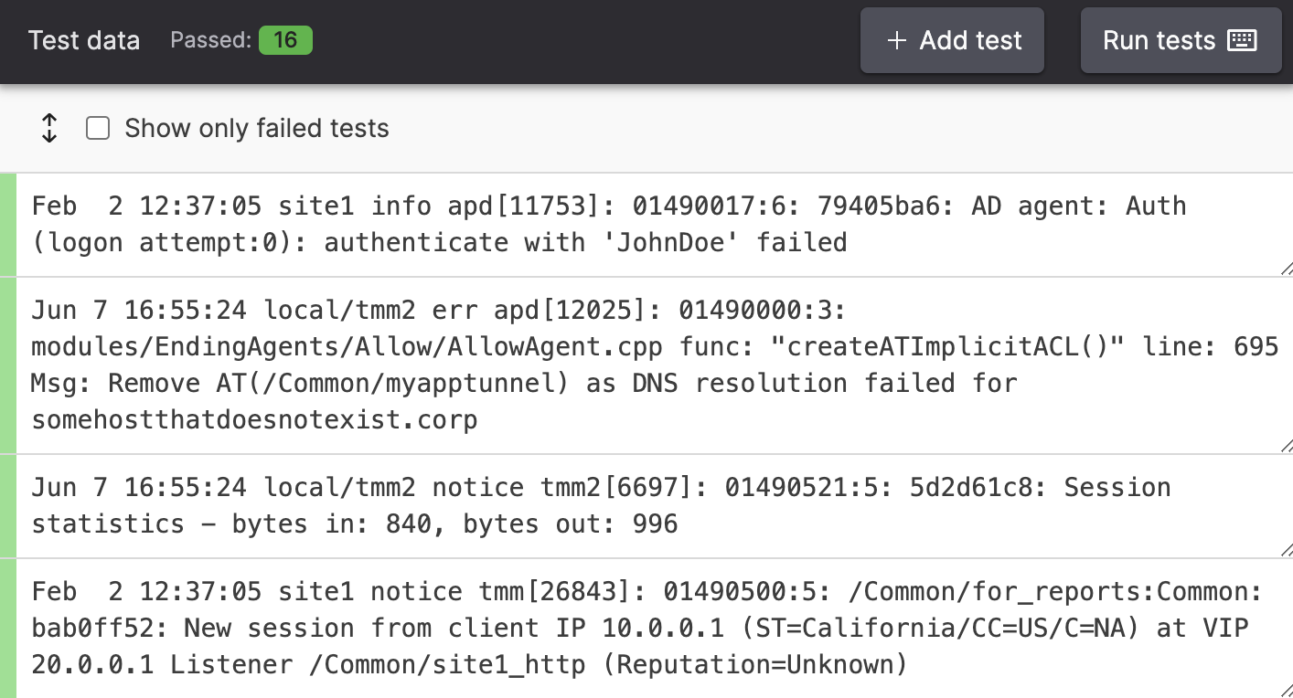 Test Case for a Parser