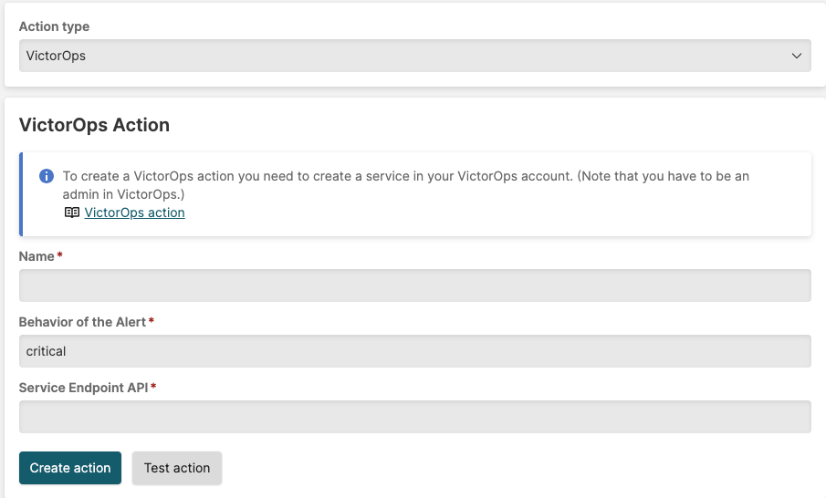 Configuring VictorOps Action