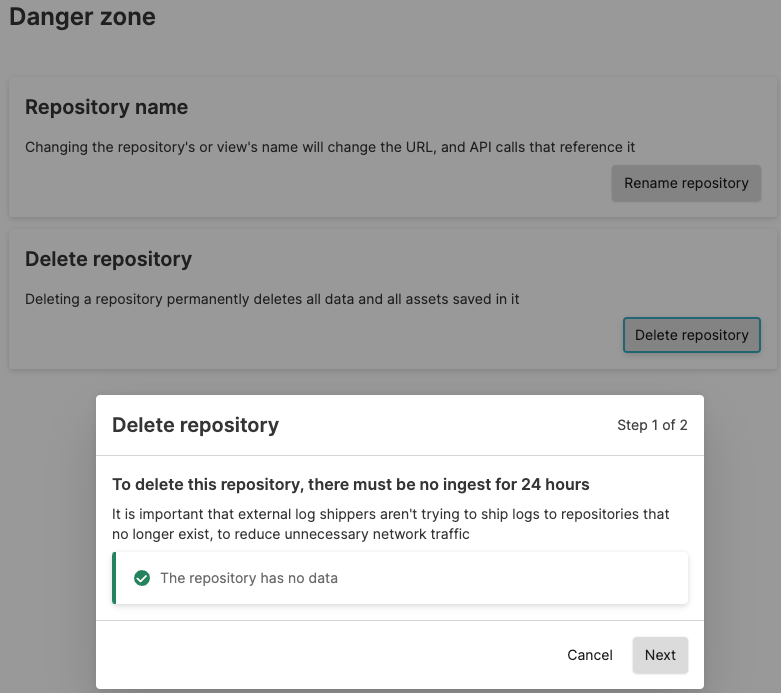 Delete Repository Dialog