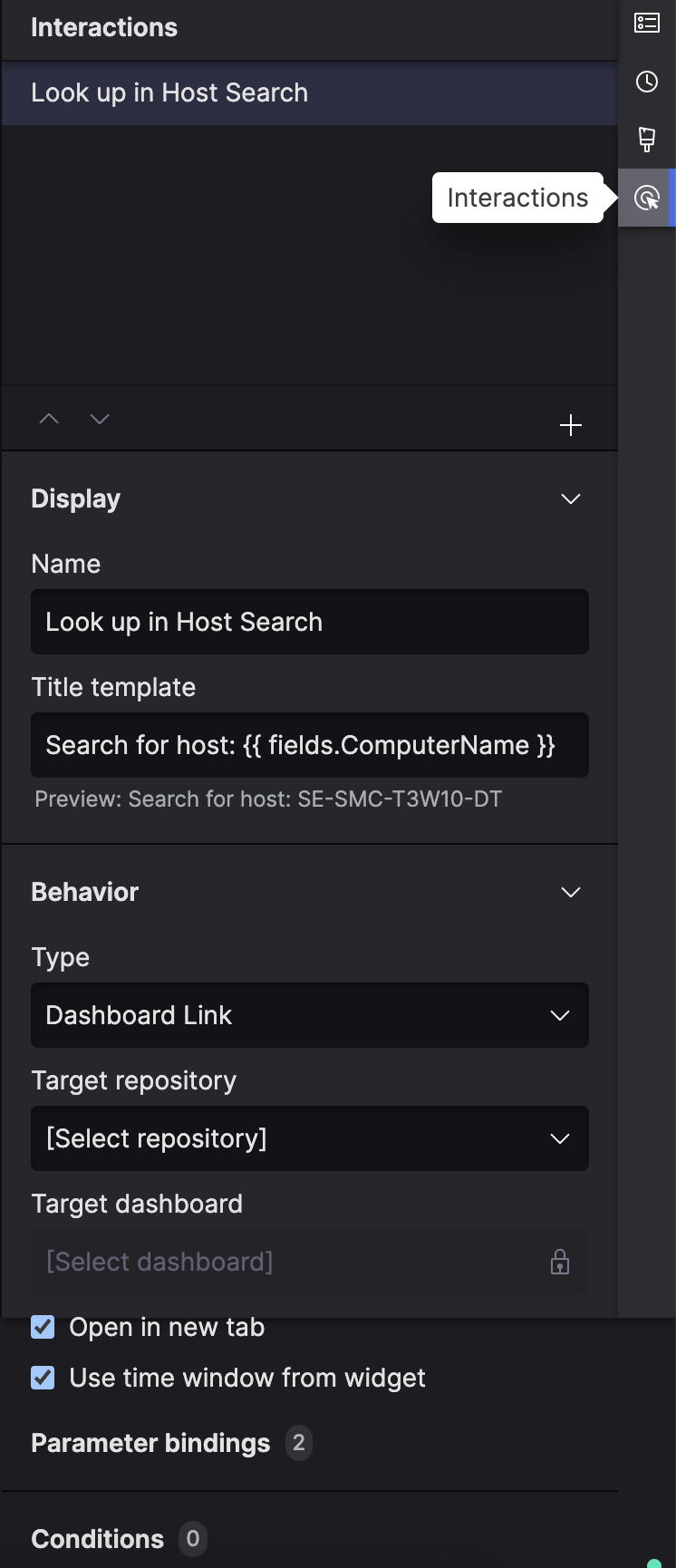 Dashboard Link Configuration