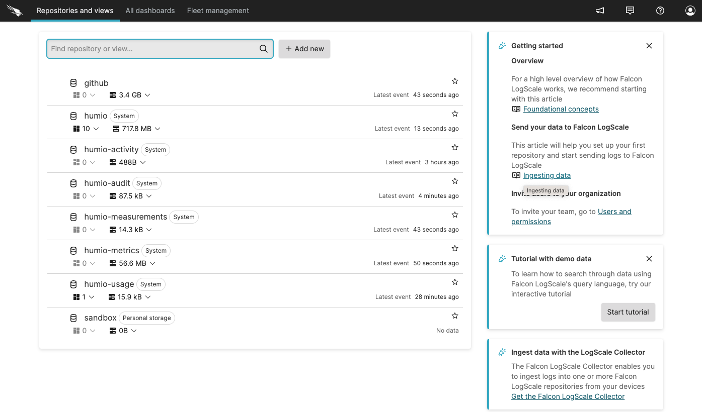 LogScale User Interface