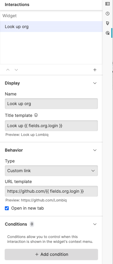 Custom Link Configuration