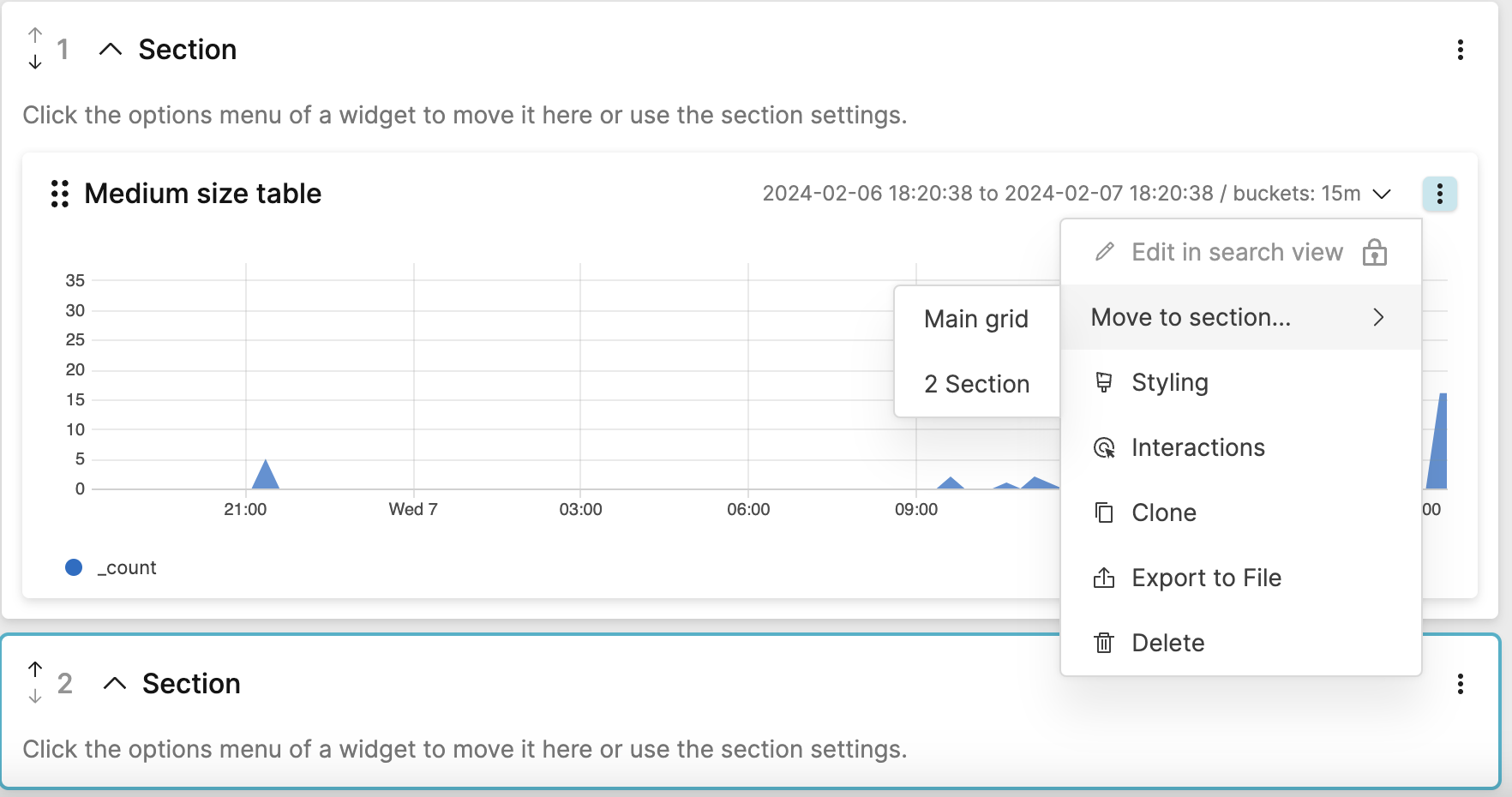 Removing widgets from sections