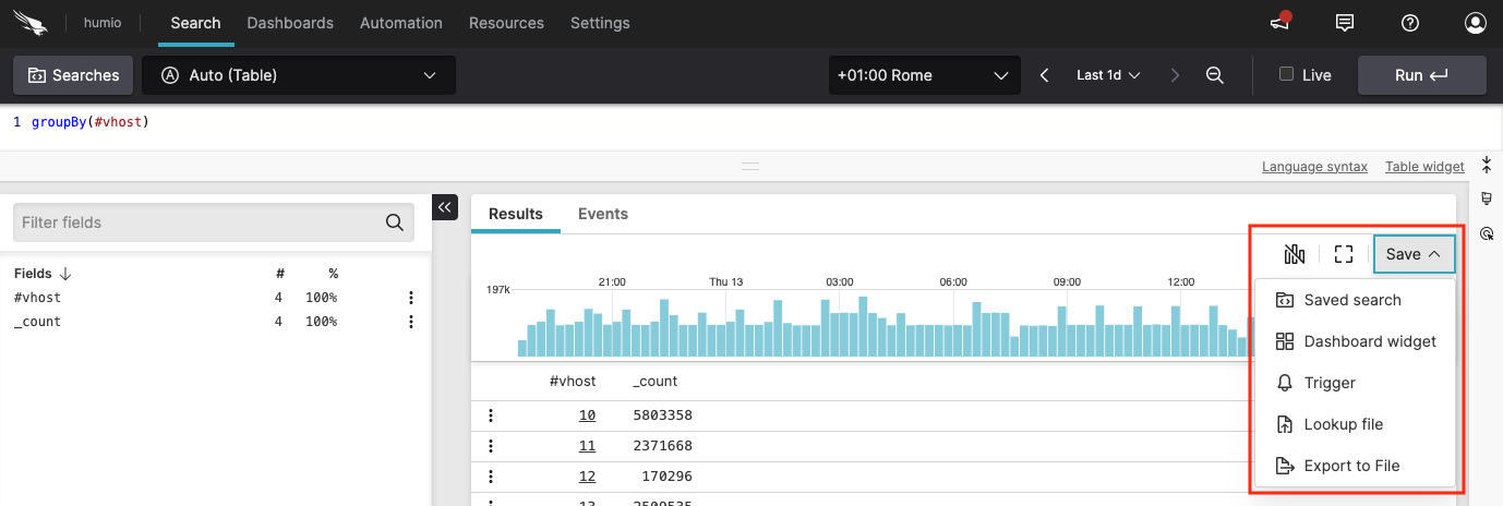 screenshot showing the save button with its options