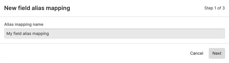 screenshot showing how to create the field aliasing mapping