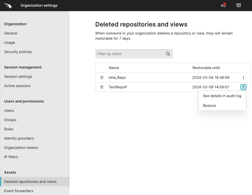Restoring Repositories and Views