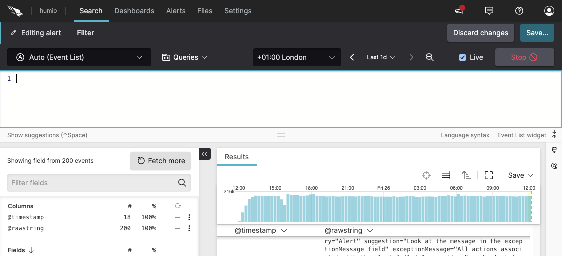 Alert Query Editing