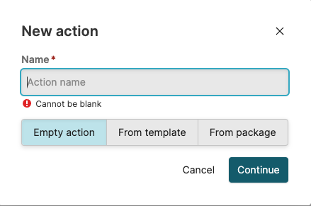 Creating an Empty Action Dialog