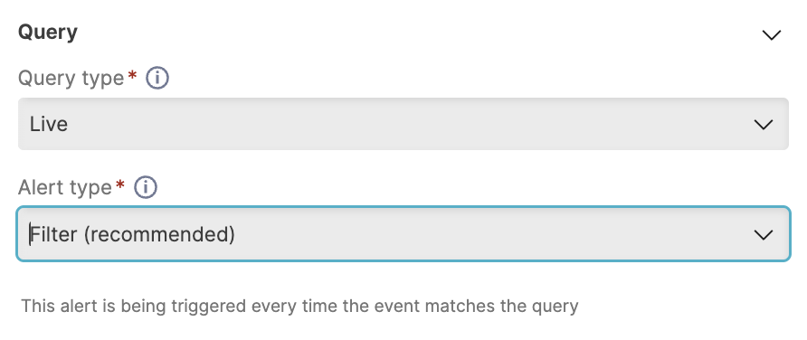 Query area when creating a new trigger