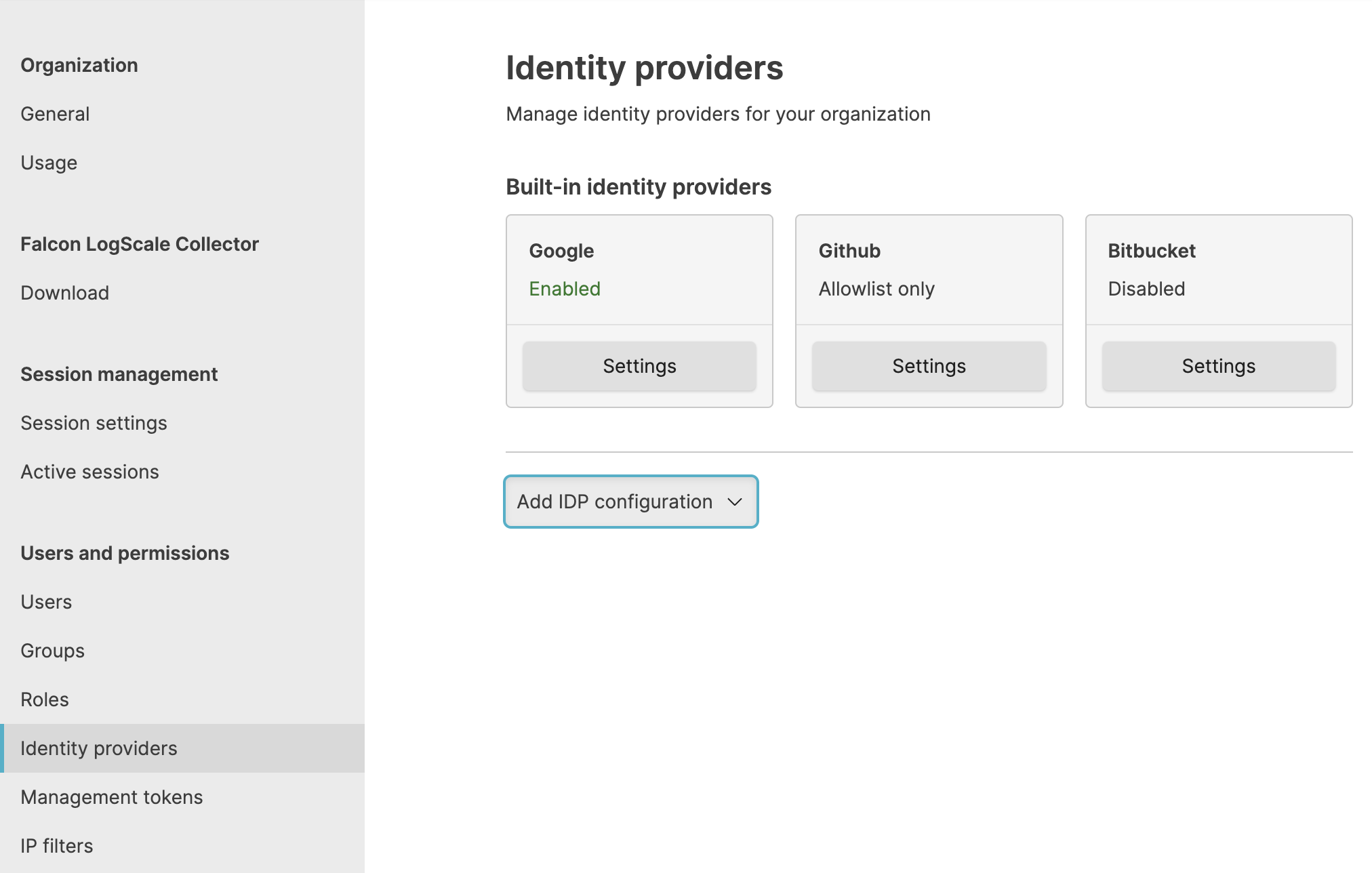 Configuring Identity Providers