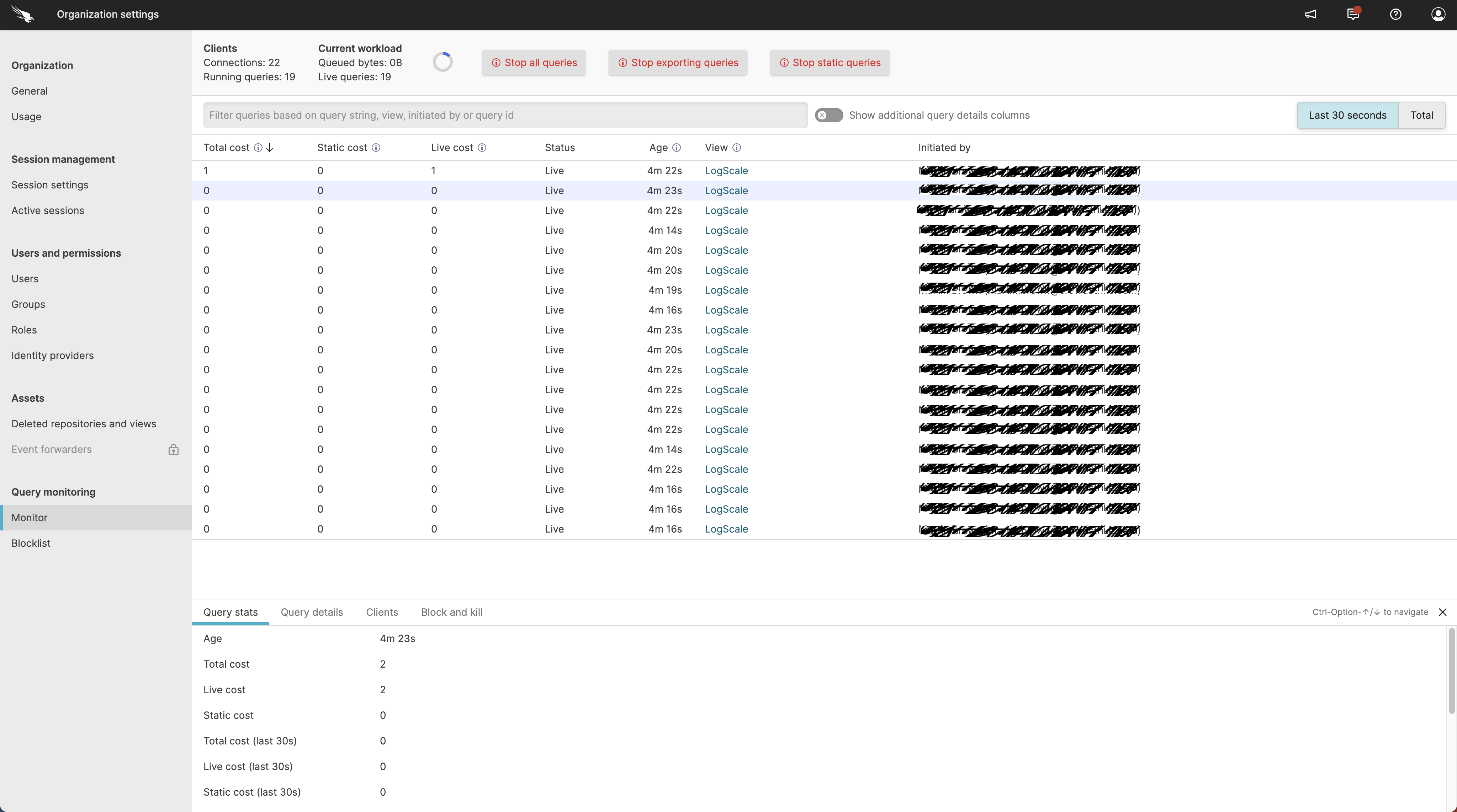 Organization Query Monitor