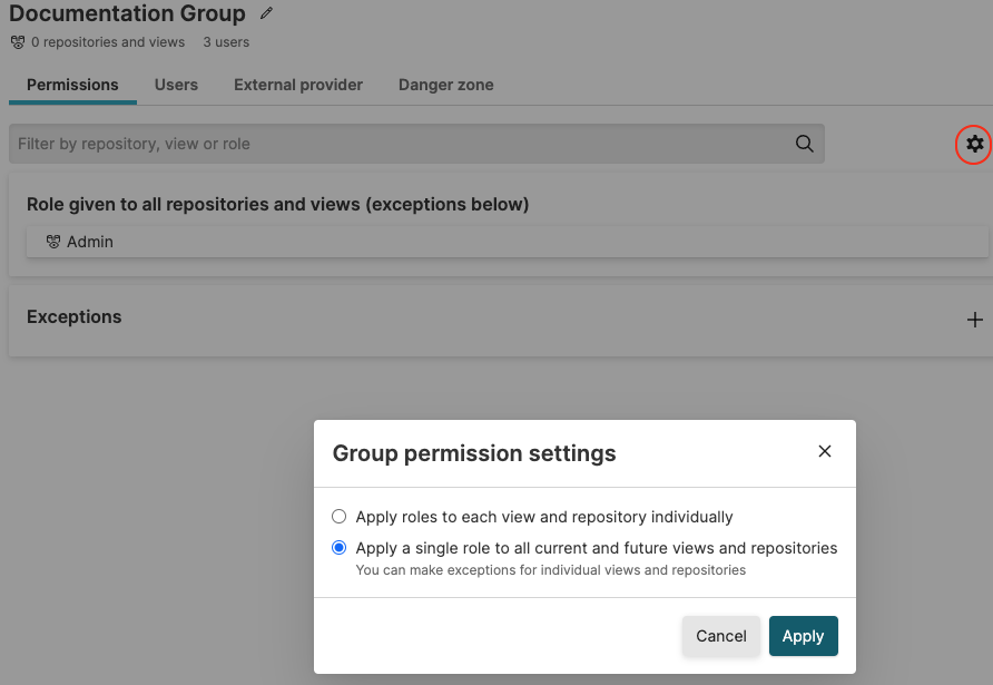 Assigning Default Permissions to Groups