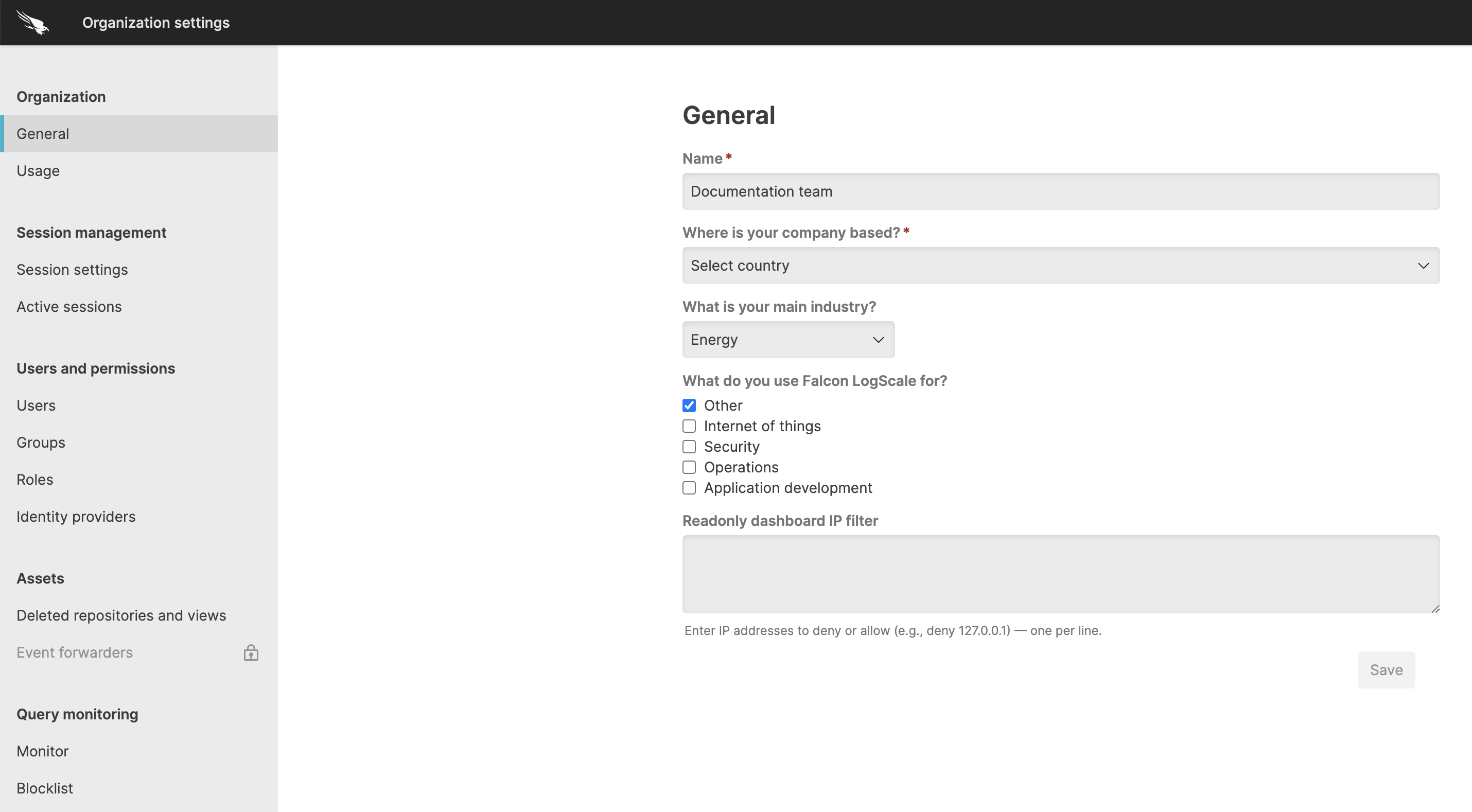 Organization Settings