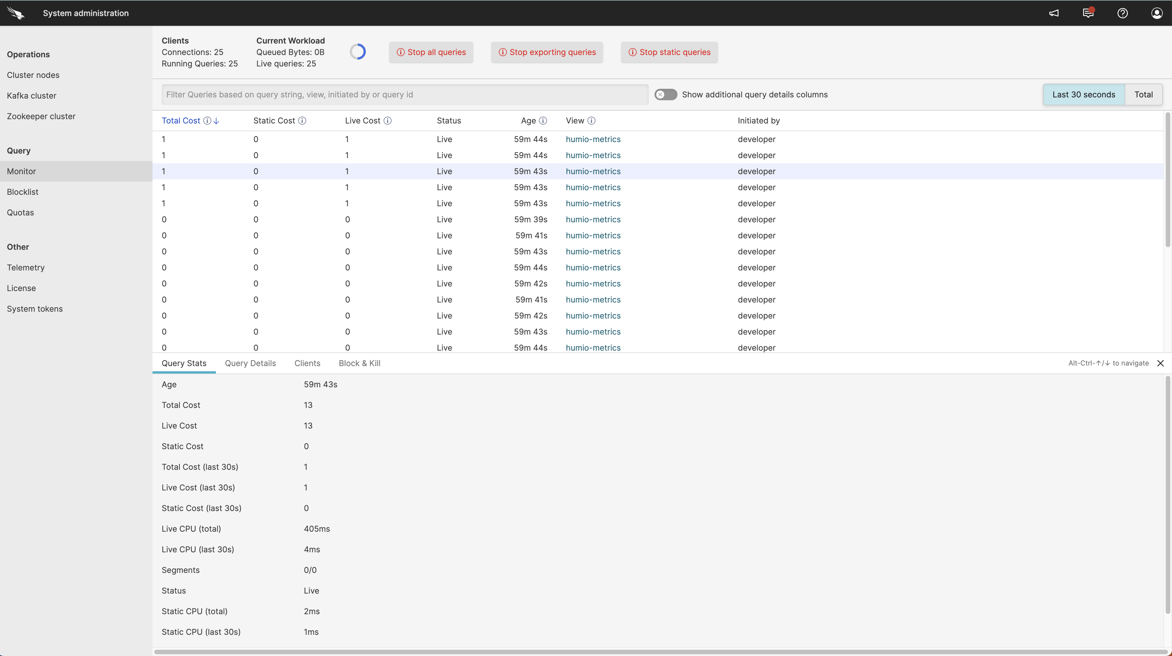 Screenshot showing the Query Monitor