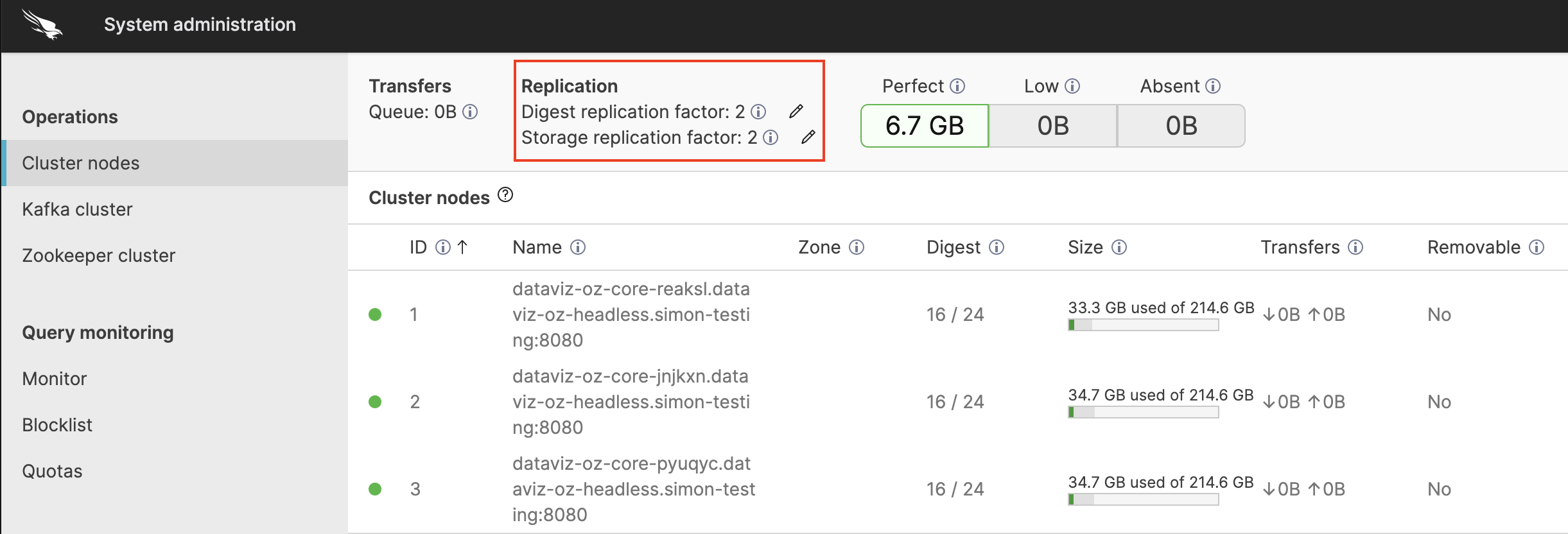 UI for Storage Nodes