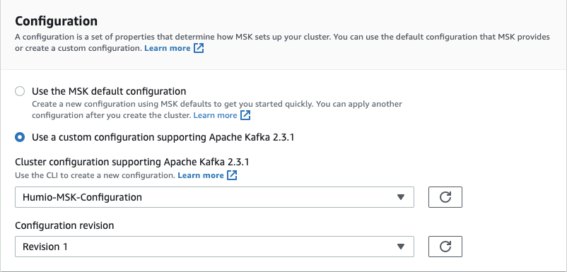 AWS MSK Configuration