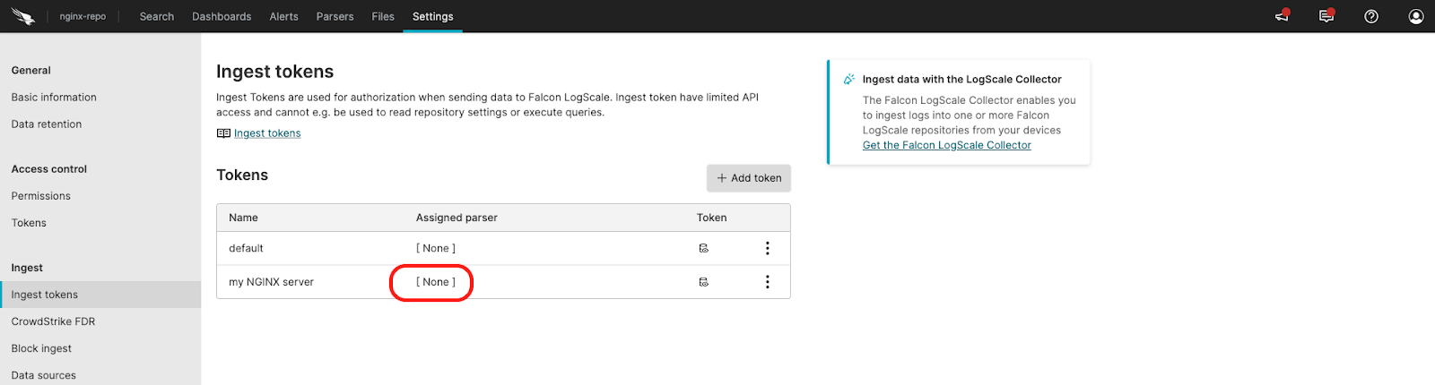 Ingest token