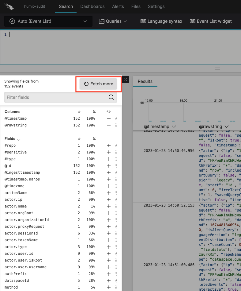 UI button to add more data in previous search interface