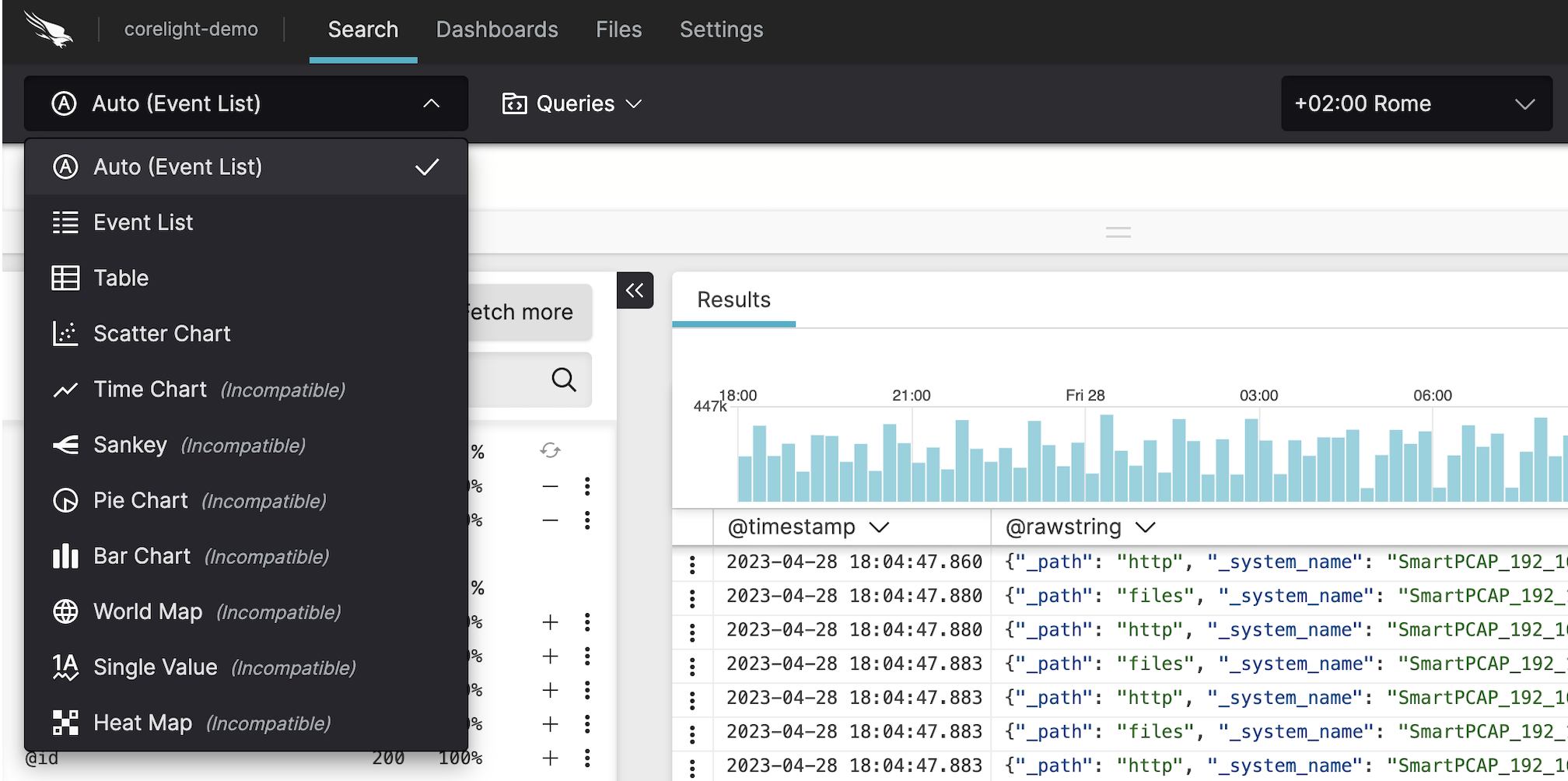 Previous layout of the Widget selector