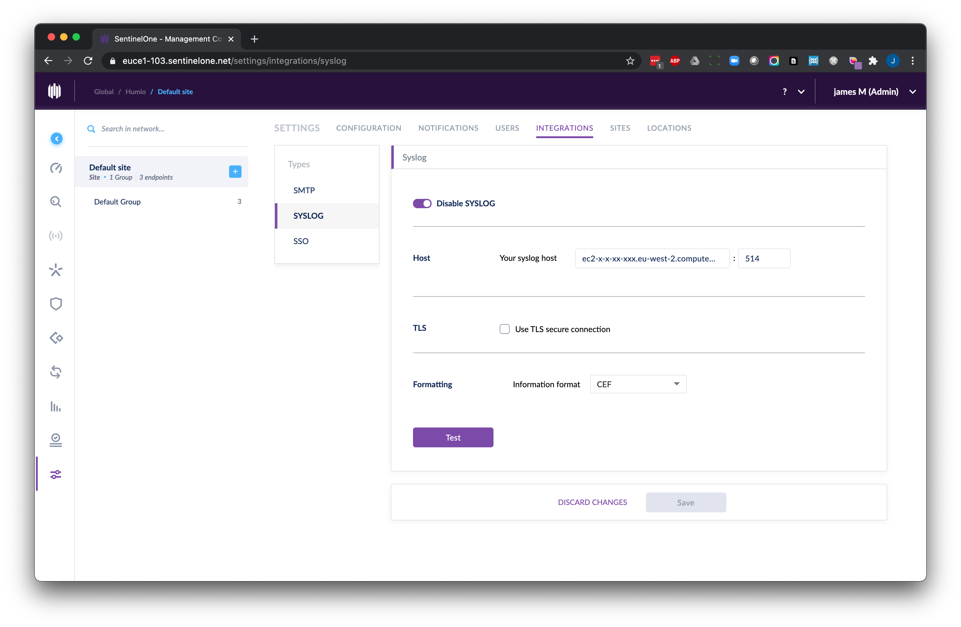 Enable Syslog Integration in SentinelOne