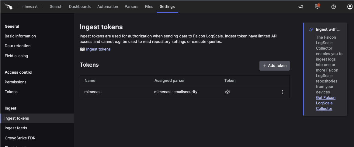 Configure Ingest Tokens