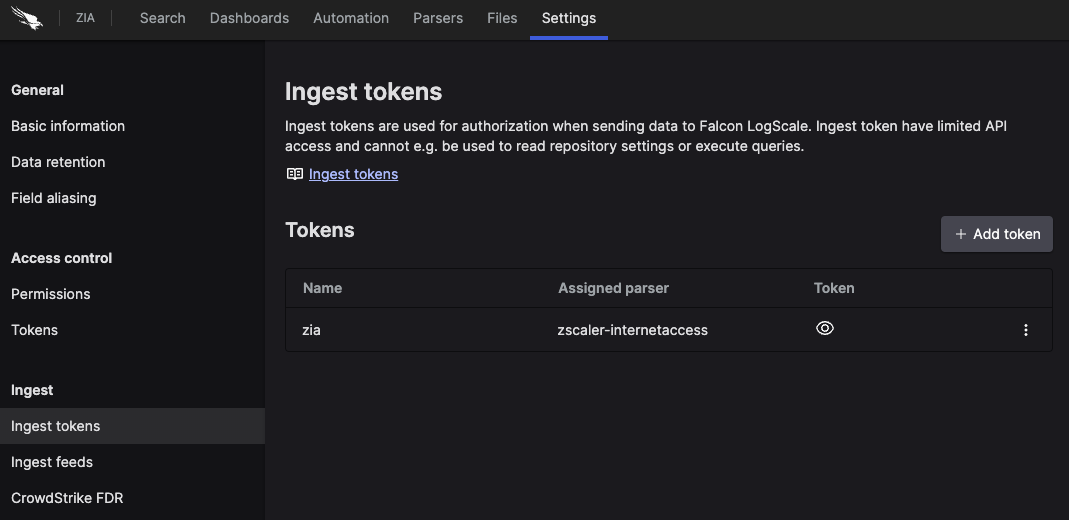 Ingest token