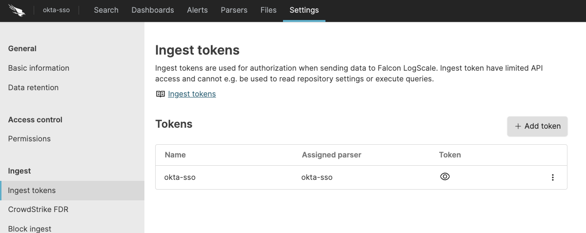 Ingest token