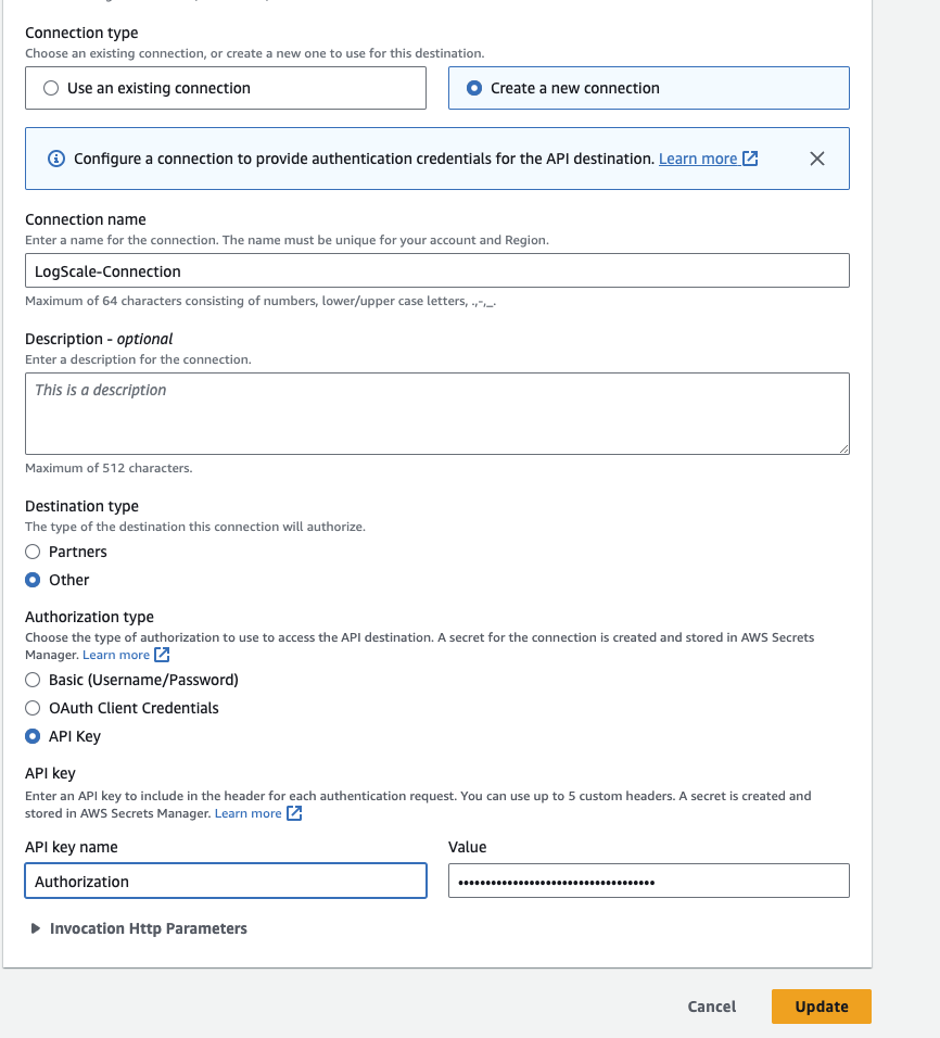 Create Connection Details