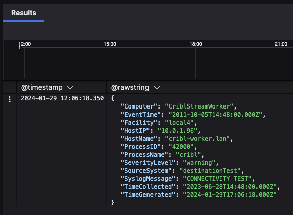 Screenshot showing sample event from Crowdstream