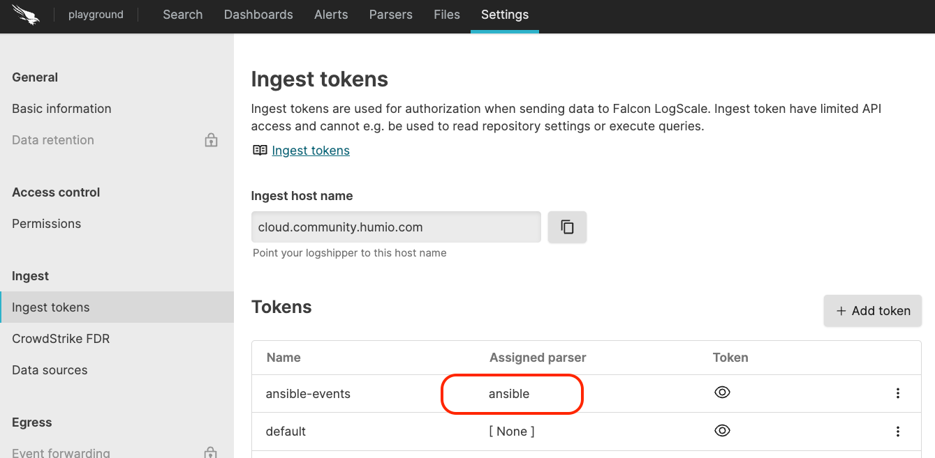 Ingest token