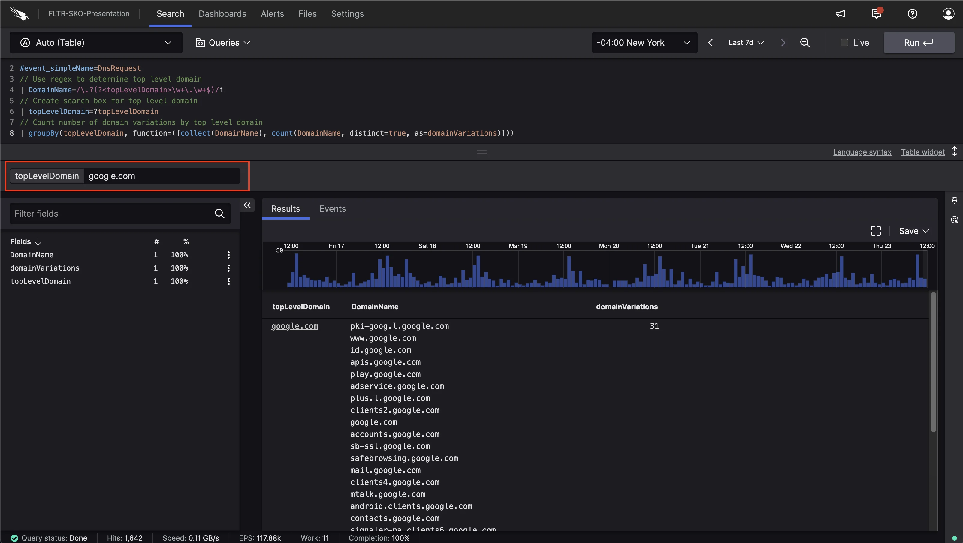 Example of a dynamic search box