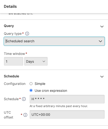 Cron Schedule with Template in a Scheduled Search