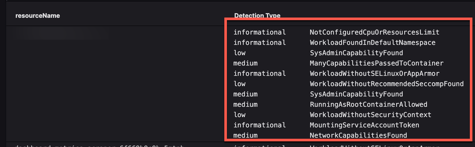 Screenshot showing results with a fixed width output